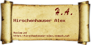 Hirschenhauser Alex névjegykártya